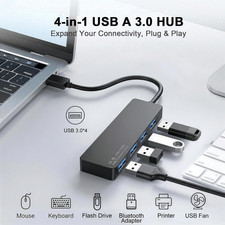 USB 3.0 Hub, 4-Port Multiple USB A Splitter, Plug and Play USB Extender Hub f... picture