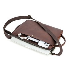 Genuine Leather Laptop Shoulder Bag For MacBook Air Pro 13 14 inch Carrying Case picture