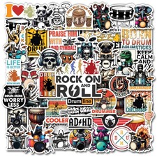 WESILY Pack 50 PCS Drummer Stickers Drum Musical Packs Bulk Set  picture