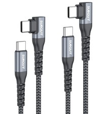 SUNGUY Right Angle USB C to C Cable 0.5FT 2Pack 60W Fast 0.5FT, Grey picture