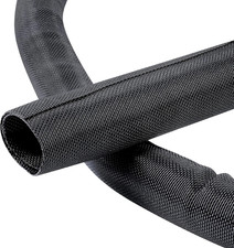 Black Split Braided Cable Management Sleeves 1Inch -15Feet picture