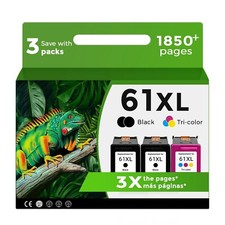 61XL Ink Cartridges Black Color Combo 3-Pack Replacement for HP Ink 61 XL for... picture