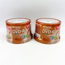 TWO New Memorex 50-Pack DVD-R Disc Spindle 8X  4.7 GB 120 Min Sealed picture