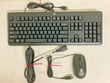 HP USB Keyboard 672647-003, Optical Mouse MOFYUO, 3-Prong Power Cord 121565-001 picture