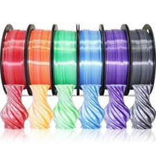 MIKA3D Dual Color 1.75mm 3D Printer Filament Bundle, Silk 6 Spools Pack picture