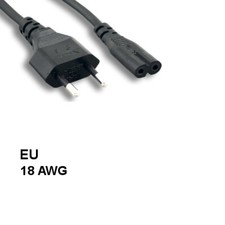Kentek 6' ft 18 AWG EU Non-Polarized 2 Prong Power Cord IEC-60320 C7 to CEE 7/16 picture