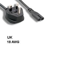 KNTK 6' England AC Power Cable Cord Fuse IEC60320 C7 to UK BS 1363 18AWG 5A 250V picture