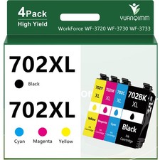 702XL T702XL Ink Cartridges for Epson Workforce Pro WF-3725 WF-3730 WF-3720 4PK picture