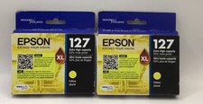 2 BOXES EPSON 127XL YELLOW High Capacity Ink Cartridge T127420 Exp 5/25 picture