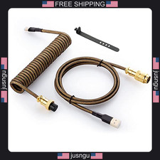USB C Coiled Keyboard Cable with Metal Aviator Connector 1.5M Black picture