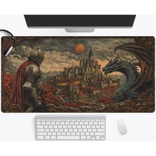 Large HOSWN Ancient Warrior & Dragon Gaming Desk Pad Compatible for PC/Laptop/ picture