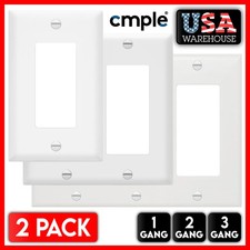 2 Pack Wall Plate Decorator Switch Wallplate Outlet Cover 1 2 3 Gang White picture