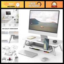 Wooden Monitor Stand Riser with 2-Tier Storage Shelf for Desk Organization picture