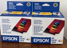 Lot Of 2 -Genuine Epson S020191/S020089 Color Ink Cartridge, Expired 2008 picture