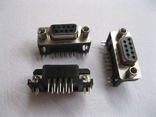 50 Pcs D-Sub 9 pin Female PCB Connector Right Angle Black New picture
