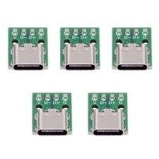 5 Pack Pitch 2.54mm USB C Female Socket Port Repair Replacement Solder Adapter picture