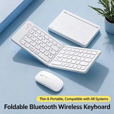 Portable Foldable Bluetooth Keyboard Mouse Set for iPad Laptop Phone TypeC White picture