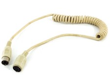 AT Keyboard Extension Cable 5-Pin DIN Male Female Coiled Beige IBM PC XT AT picture