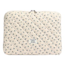 13 Inch Cute Quilted Puffy Laptop Sleeve Case Floral Compatible MacBook Blue picture