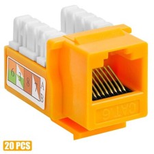 20Pcs Cat6 RJ45 Network LAN Ethernet Keystone Jack 110 Punch Down Snap In Yellow picture