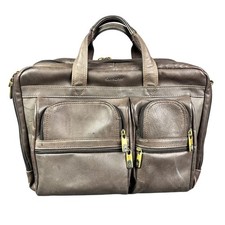 Samsonite Brown Leather Expandable Briefcase Laptop Bag Professional Messenger picture