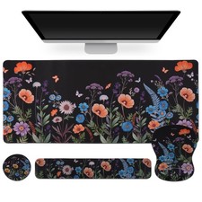 Large 4in1 Gaming Mouse Pad Keyboard Wrist Rest Support Ergonomic Flower picture
