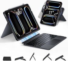 iPad Pro 11” 2025 M5/M4 Keyboard Case Rotating Detachable Backlit Trackpad picture