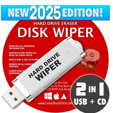 Hard Drive Wiper USB & CD Disk Eraser Delete UNRECOVERABLE Windows 10, 8, 7 & XP picture