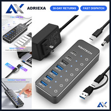 7-Port Powered USB Hub 3.2 with 10Gbps Data, Individual Switches & 5V Adapter picture