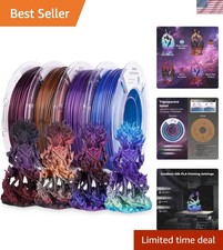 Vibrant Silk PLA 3D Printing Filament Set - 4 x 200g Spools, 1.75mm, No Clogging picture