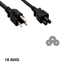 6 feet 18AWG 3 Prong Power Cable NEMA 5-15P to IEC-60320 C5 10A/125V TV Laptop picture