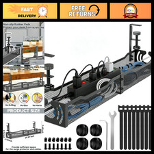 Under Desk Cable Management Tray, 25.3'' No Drill Organizer for Cords & Wires picture