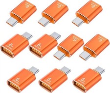 10 Pack 10Gbps/120W USB C to USB3.1 Adapter, Orange Type C Male to USB Female... picture