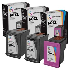 LD Replacement Replacement Fits for HP 60XL HY Black & Color Ink Cartridges 3PK picture