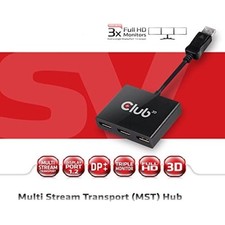 Club3D CSV-5300A DisplayPort 1.2 to 3x DisplayPort MST Hub Triple Monitor +Power picture