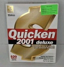 Quicken 2001 Deluxe Windows 95/98/NT 4/2000 Big Box Brand New Sealed PC CD-ROM picture