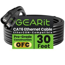 Shielded CAT6 Ethercon Cable 30ft Black RJ45 EtherCONCompatible for Audio Stage picture