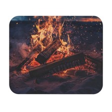 Rectangle Mouse Pad, Campfire by the Beach, Serene Vibe, Coastal Desk Accessory, picture
