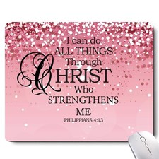 I Can Do All Things Inspirational Quote Mouse Pad, Pink Mouse Pads for Desk N... picture
