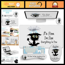 Large Gaming Mouse Pad Set - Funny Black Cat Desk Mat & Decor for Gamers picture