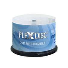 50 PC PlexDisc 16X 4.7 GB DVD-R Glossy White Inkjet Hub Printable Disc 632-514 picture