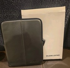 Wilsons Leather Tablet Laptop Sleeve Pewter Metallic Zip Case New Open Box picture