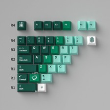 PBT PC Gradient Green Transparent Keycaps Cherry Profile UV Print Mechanical picture