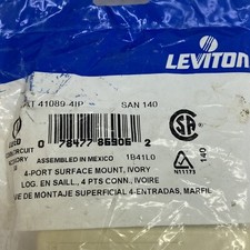 Leviton 4 Port Surface Mount Box Network Ethernet CAT 41089-4IP Ivory Keystone picture