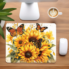 Sunflowers and Butterflies Custom Non-Slip Neoprene Mouse Pad Home Office picture
