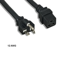 10x 8ft 12 AWG Power Cable NEMA 5-20P to IEC-60320 C19 20A/125V SJT Black picture