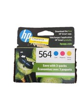 HP 564 Ink Cartridge Tri Color 3 pack.Expiration July 2025.Deskjet/Officejet New picture