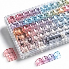125 PCS Rainbow Clear Transparent Keycaps MOA Fits 60/65/75/96 Percent picture