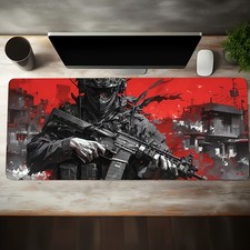 1pc Multi-Size Large Warrior Design Mouse Pad - Rubber Base Polyester Desk Mat picture