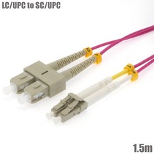 1.5M LC/UPC-SC/UPC OM4 Duplex Multi-Mode Fiber Optic Patch Cable Erika Violet picture